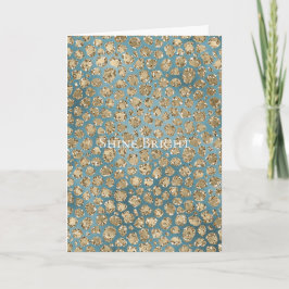 Cartão Impressão do Leopardo Azul-Teal Verde Dourado