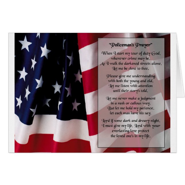 Cartão impressão do preto da oração da polícia (Frente Horizontal)