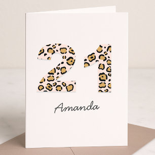 Cartão Impressão Leopard 21   aniversário de 21 anos de