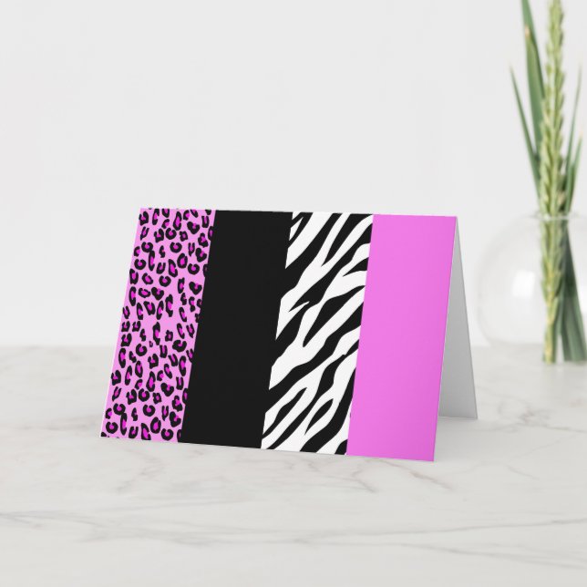 Cartão Impressão Leopardo, Impressão Zebra, Impressão Ani (Frente)