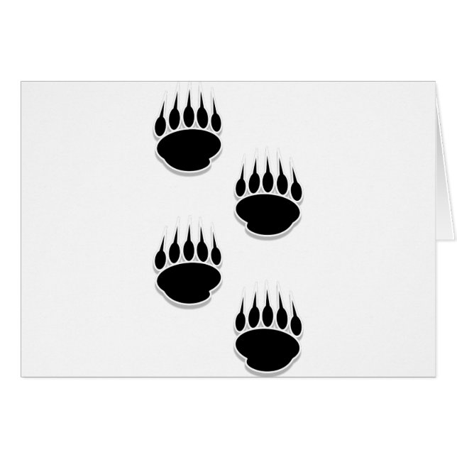 Cartão Impressões de pata de urso preto (Frente Horizontal)