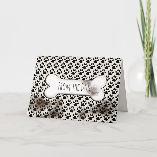 Cartão impressões de pata suja e aniversário de ossos (Frente)