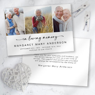 Cartão In Loving Memory Photo Funeral Sympathy Thank You