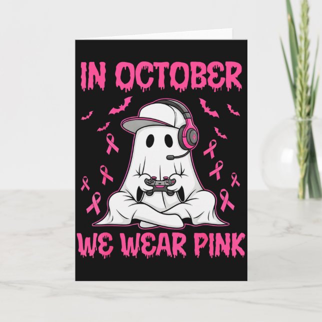 Cartão In October We Wear Nk Breast Cancer Gaming Ghost Y (Frente)