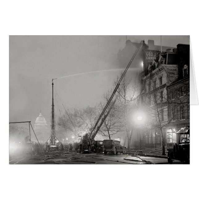 Cartão Incêndio de Cinco Alarmes à Noite, 1925 (Frente Horizontal)