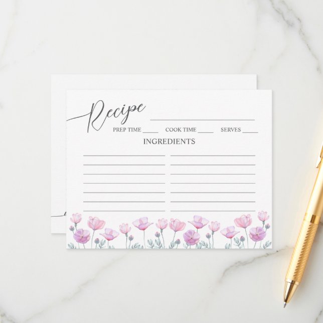 Cartão Incluso Receita Chá de Noiva. (Frente/Verso In Situ)