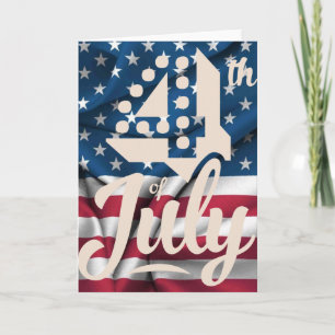 Cartão Independência 4 de julho bandeira americana script