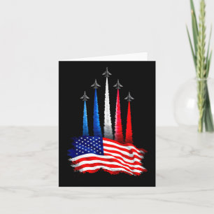 Cartão Independência Dia Americano Bandeira Jet Planes 4º