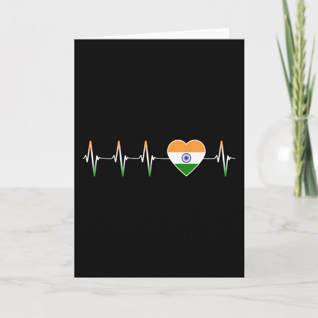 Cartão Indiano Heartbeat I Love India Flag Heart Country (Frente)