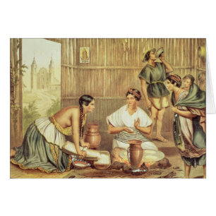 Cartão Indianos que preparam tortilhas