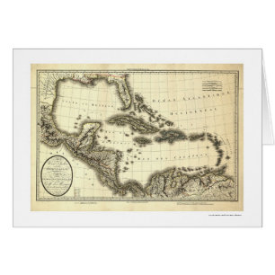 Cartão Índias Ocidentais & mapa 1806 do Golfo do México