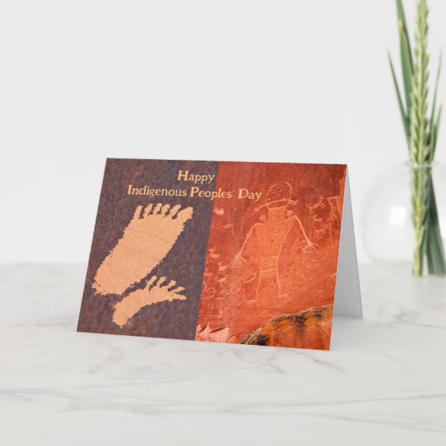 Cartão Indígenas Dia dos Povos Petrolíferos Pés e Figura (Frente)