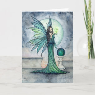 Cartão Indigo and Jade Fairy Fantasy Art Blank