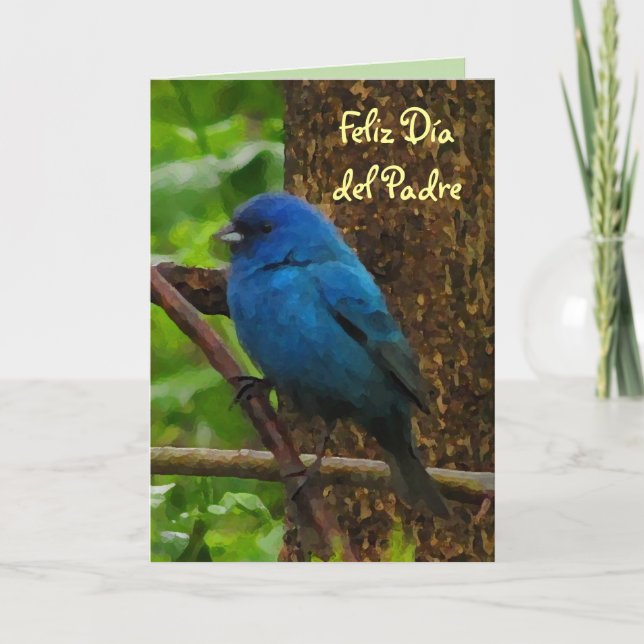 Cartão Indigo Bunting Día del Padre (Frente)