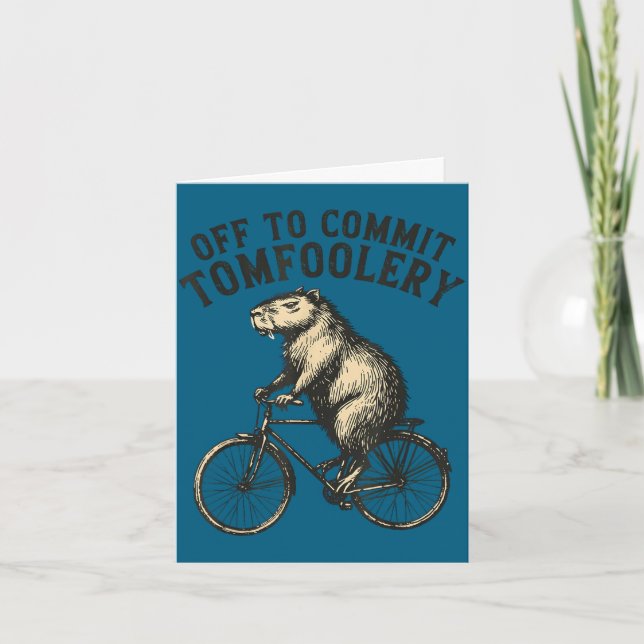 Cartão Indo cometer travessuras capivara meme vintage  (Frente)