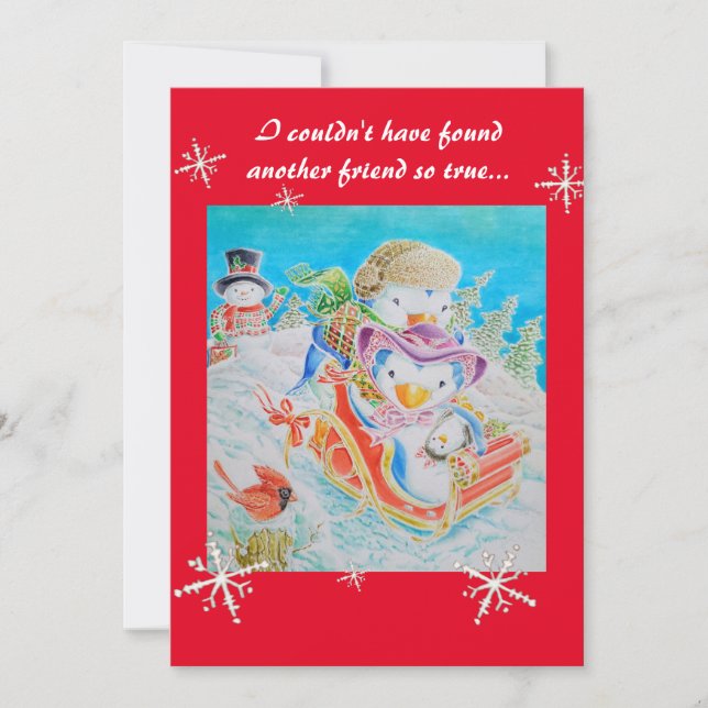 Cartão infantil de Natal para um amigo. (Frente)