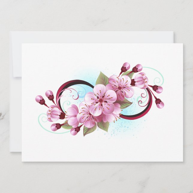Cartão Infinidade com Flores de Flor Sakura (Frente)