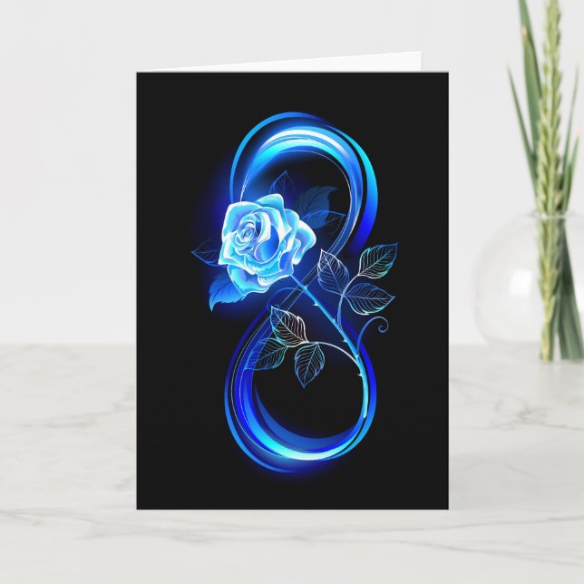 Cartão Infinito brilhante com rosa azul (Frente)