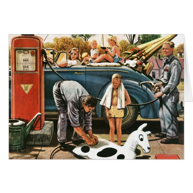 Cartão Inflando o brinquedo da praia (Frente Horizontal)