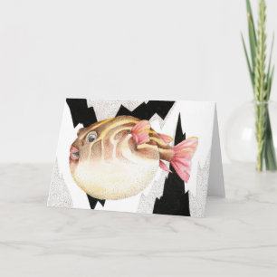 Cartão Inflated Pufferfish Greeting Card
