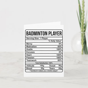 Cartão Informações Sobre Os Jogadores De Badminton E Fato