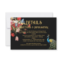 Cartão informativo de Detalhes do Casamento Floral