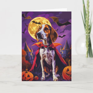 Cartão Inglês Americano do Halloween Foxhound Pumpkin Sca