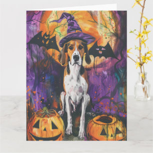 Cartão Inglês Americano Foxhound Halloween Pumpkin