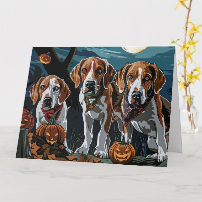 Cartão Inglês Americano Foxhound Halloween Spooky (Flor Amarela)