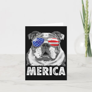 Cartão Inglês Buldog 4 de julho Merica Men Women Usa F