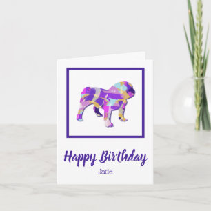 Cartão Inglês Buldogue Cute Pet Silhout PPY&B Aniversário