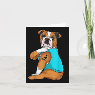 Cartão Inglês Buldogue I Love Pai Tattoo Roupa, Pai De Ca