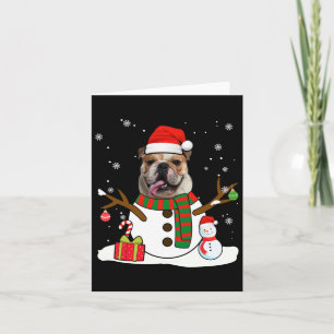 Cartão Inglês Buldogue Natal Pajama Snowman Dog Lover