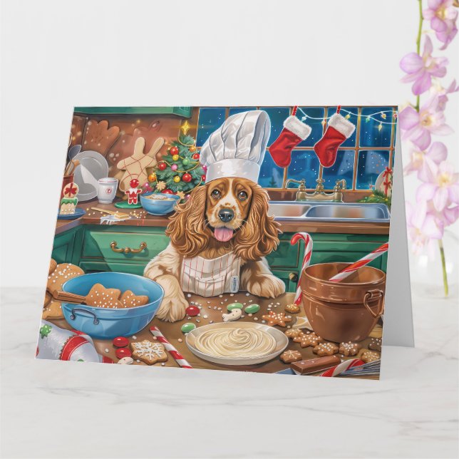 Cartão Inglês Cocker Spaniel Baking: Natal (Orquídea)