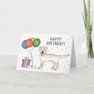 Cartão Inglês Cream Labrador Retriever Feliz Aniversário
