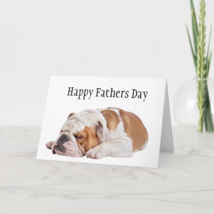 Cartão Inglês Sonolento Bulldog Dia dos Pais  