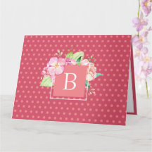 Inicial personalizada floral aquarela em rosa cora