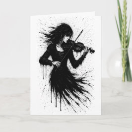 Cartão Ink‑Splintered Violinist — Haunted Music Illustrat