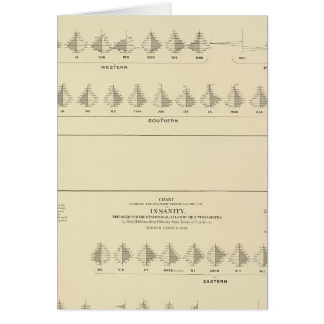 Cartão Insanidade, litógrafo estatístico dos EUA (Frente)