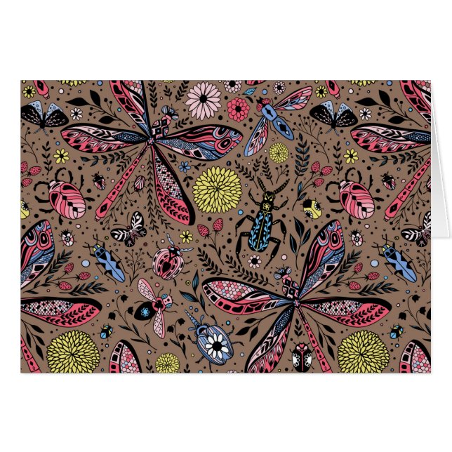 Cartão Insetos de rabisco de mocha (Frente Horizontal)