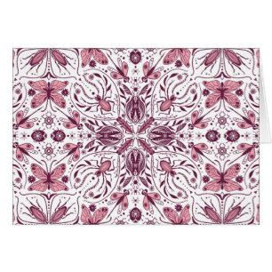 Cartão Insetos, magenta escura e rosa em branco