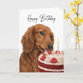 Cartão Inspetor de Bolo de Aniversário Dachshund