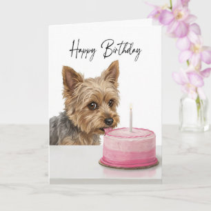 Cartão Inspetor de Bolo de Aniversário de Yorkie
