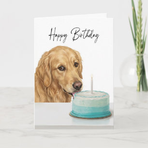 Cartão Inspetor de Bolo de Aniversário do Golden Retrieve
