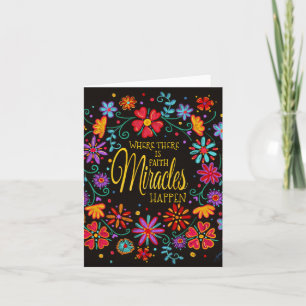 Cartão Inspiração de "Milagres Acontecem" Floral Colorida