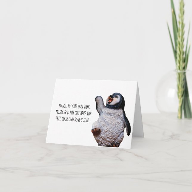 Cartão Inspiracional - Penguin Haiku (Frente)