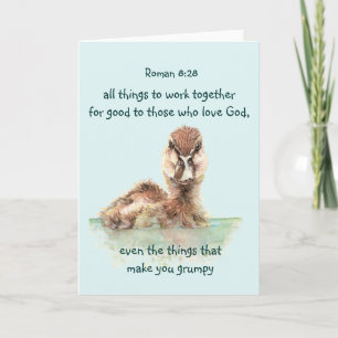 Cartão Inspirational Bible Quote Rom 8:28 Work together 