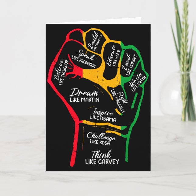 Cartão Inspiring Black Leaders Power Fist Hand Black Hist (Frente)