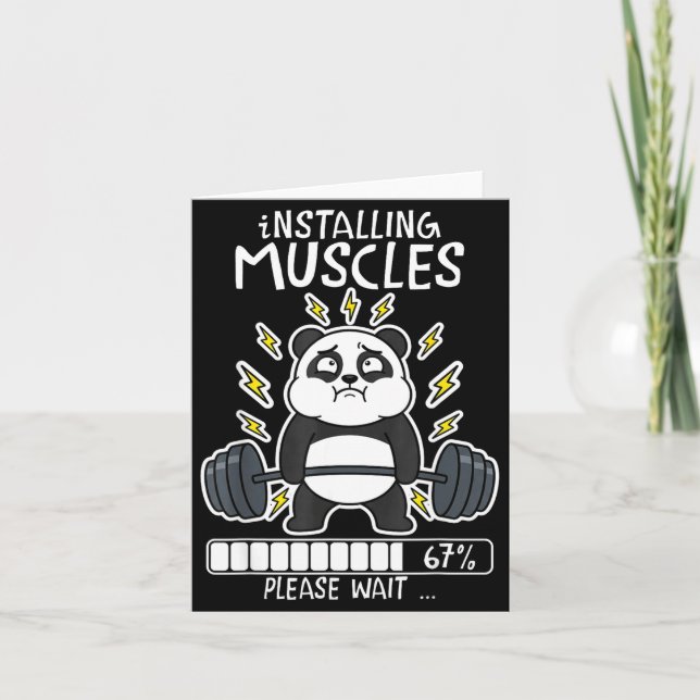 Cartão Instalando músculos aguarde panda carregando 67 ac (Frente)