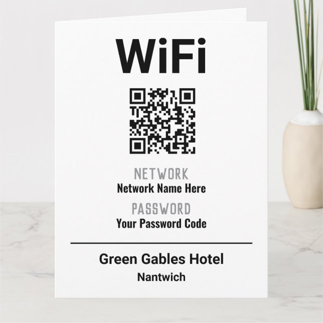 Cartão Instruções WiFi com código QR (Frente)